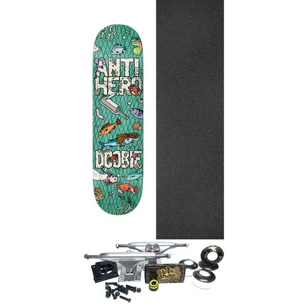 Anti Hero Skateboards Doobie Pellegrin Catch Of The Day Teal Skateboard Deck - 8.5" x 32" - Complete Skateboard Bundle